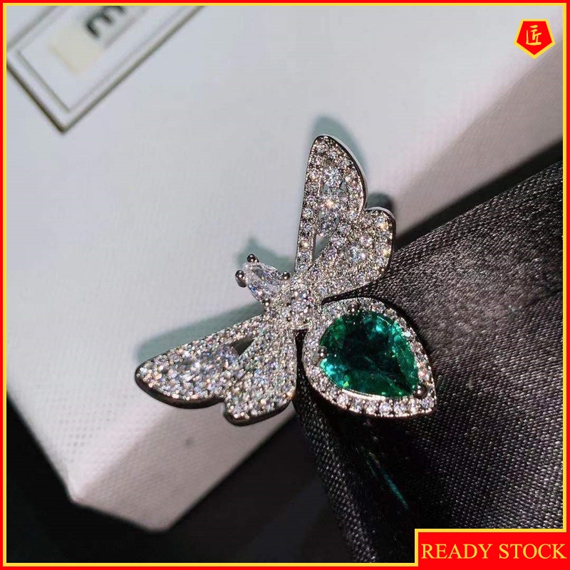 [Ready Stock]Special-Interest Design Emerald Cute Bee Ring for Women