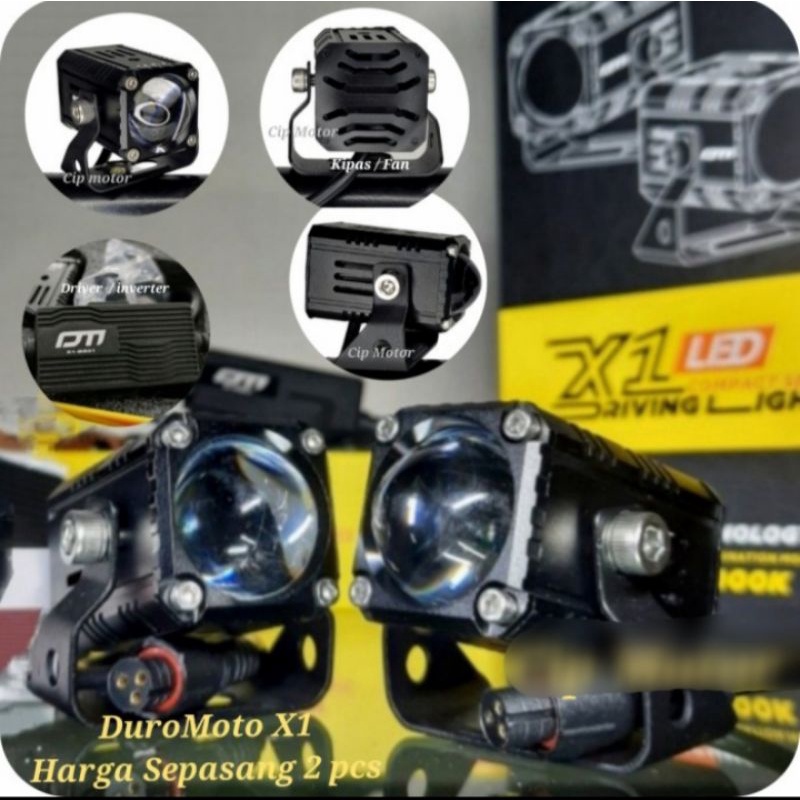 Lampu tembak D2 laser DUROMOTO M1 X1 M5 putih kuning sepasang 2pcs