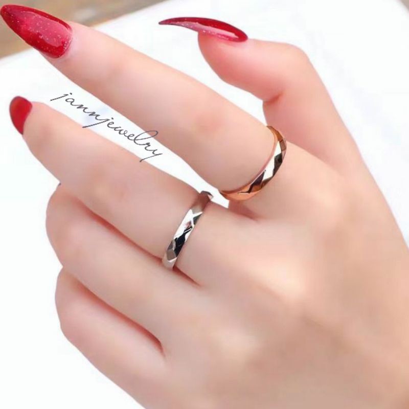 Cincin Titanium Baris Simple Fashion Korea Stylish Anti Karat &amp; Alergi