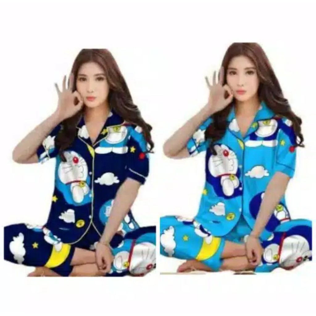 Piyama CP Dewasa Doraemon  Awan Fit XL (Ld 104cm)