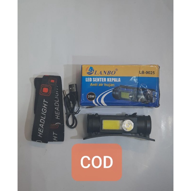 SENTER KEPALA LED 25 WATT  LANBO LB 9025 ANTI AIR HUJAN