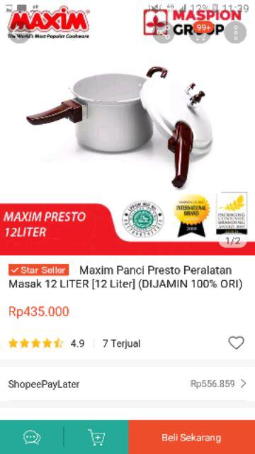 Maxim Panci Presto Peralatan Masak [12 Liter]