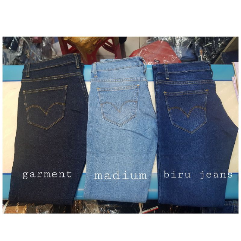 celana garment jeans strech basic jumbo wanita | shoftjeans premium big size cewe