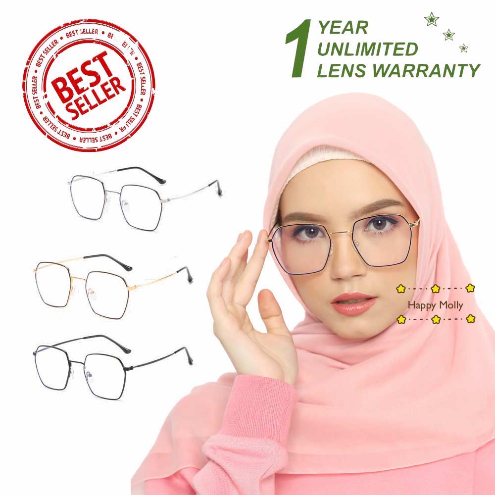 Kacamata Anti Radiasi Blue Ray Lens (Design Korea) Pria dan Wanita Hijab - HM8039 D ( Group Solo )