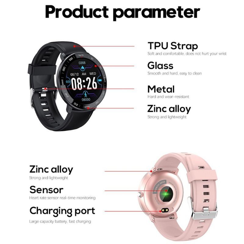 North Edge Type NL03 Smart Watch IP67 Bluetooth Android IOS Jam tangan Digital Couple Pria Wanita