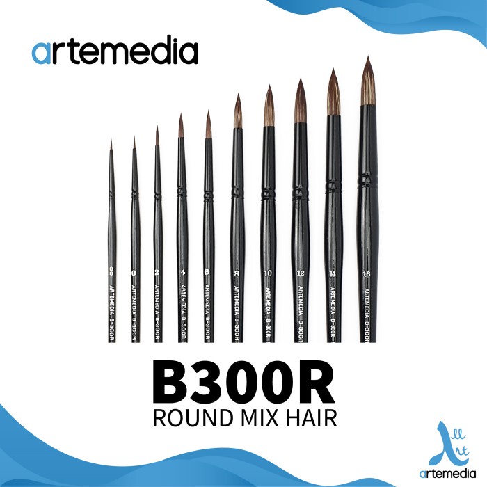 

Artemedia B300R Round Mix Hair Brush Short Handle Kuas Lukis