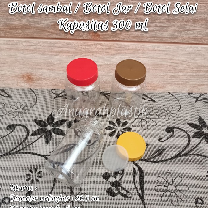 murah Botol Selai / Toples Jar / botol plastik sambal 300 ml Per 10 pcs