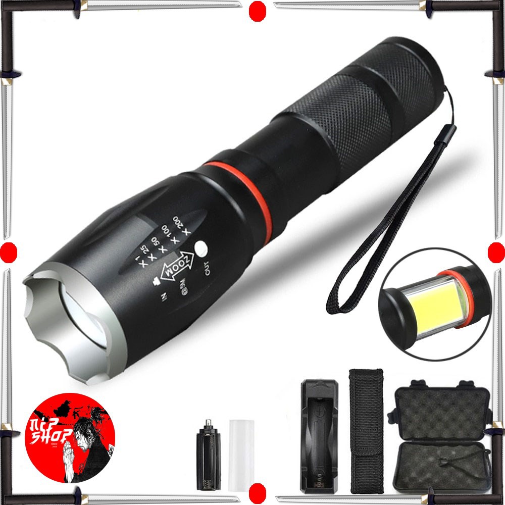 Paket Bundle Senter E17 COB XM-L T6 8000 Lumens with Charger dan Box