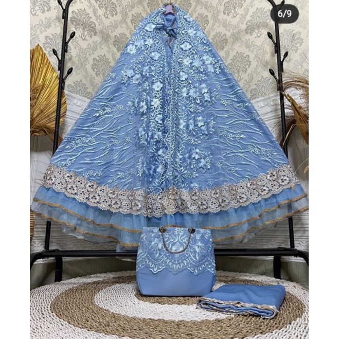 MUKENA SUTRA BRUKAT MEWAH RENDA GRADE A IMPORT PREMIUM