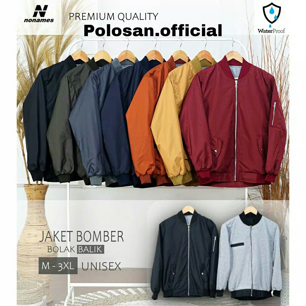 Jaket Import Pria Wanita Bolak Balik / Jaket Bomber BB / Jaket Bolak Balik / Jaket Waterproof murah