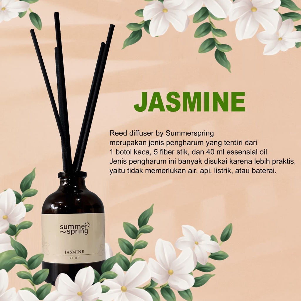 Pengharum Ruangan Reed Diffuser Aromatherapy Diffuser Aroma Pewangi Oil Essential Jasmine Summer Spring 40ml