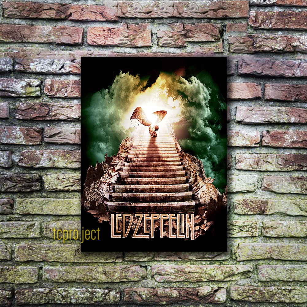LED ZEPPELIN MUSIK ROCK POSTER - DEKORASI RUMAH HIASAN DINDING POSTER KAYU