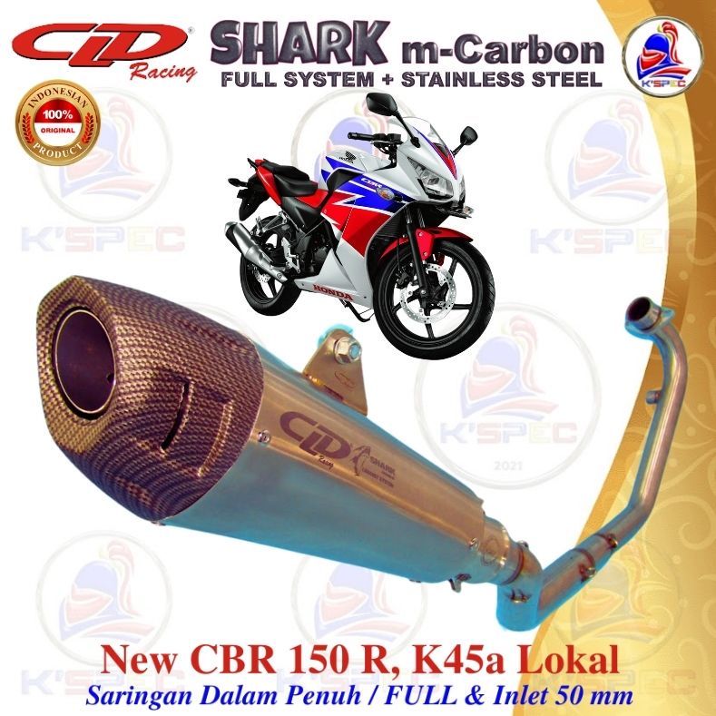 CLD Racing SHARK m-Carbon series CBR 150 R K45 LOKAL Knalpot Fullsystem