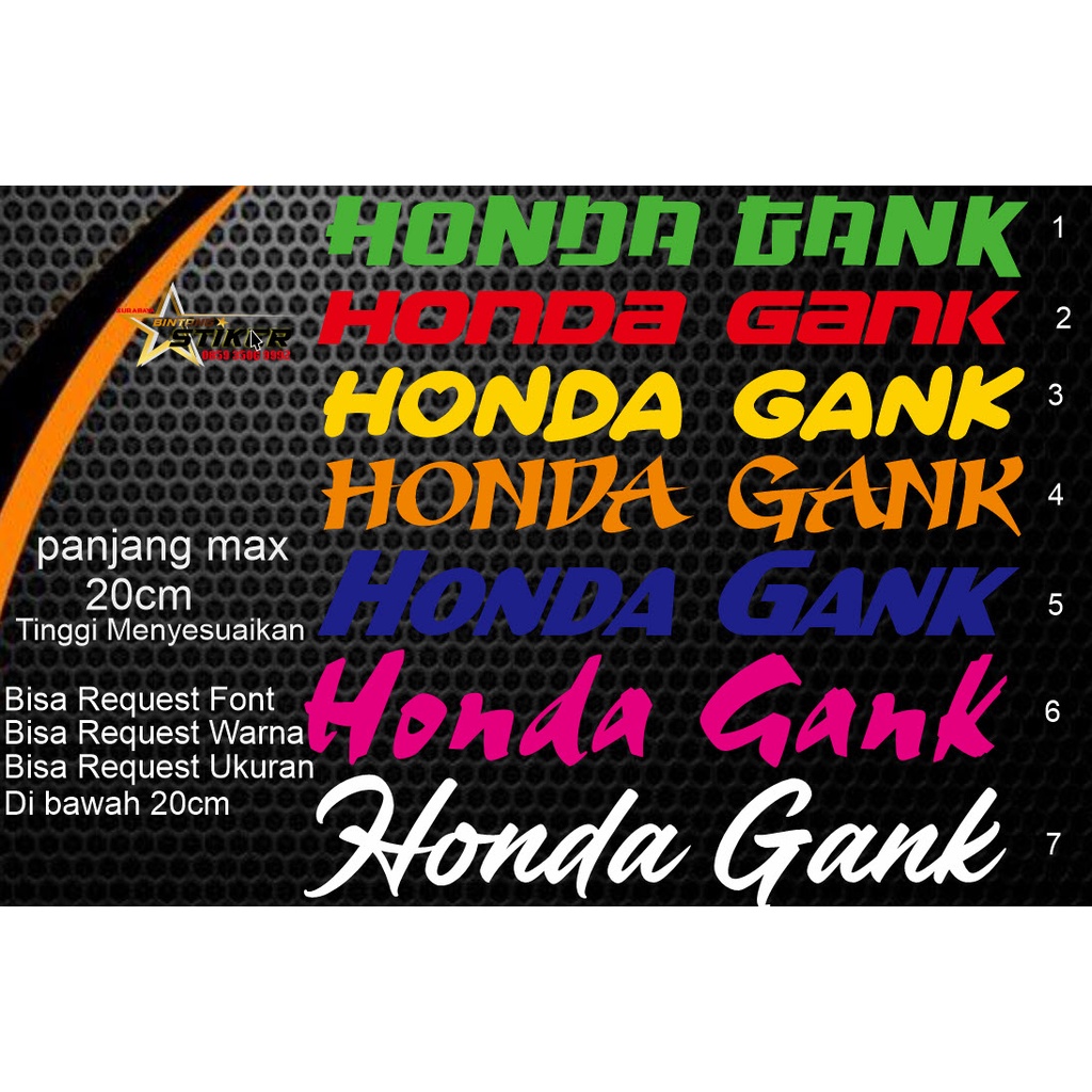Stiker Honda Gank