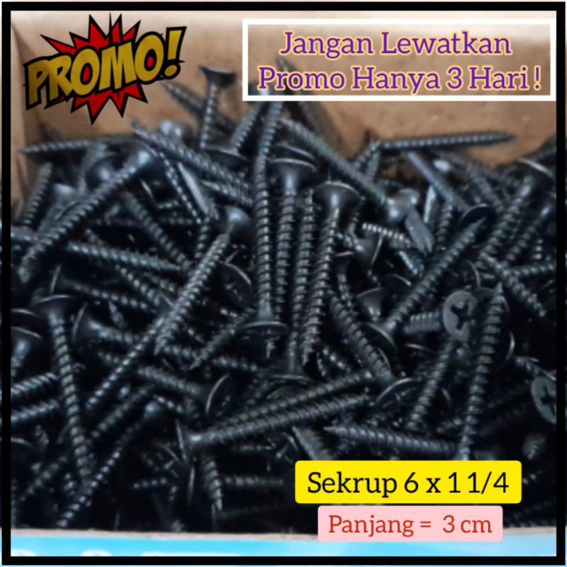 Jual Skrup Sekrup Gypsum Ukuran 1 1/4 inch (3 cm) untuk pasang Gypsum