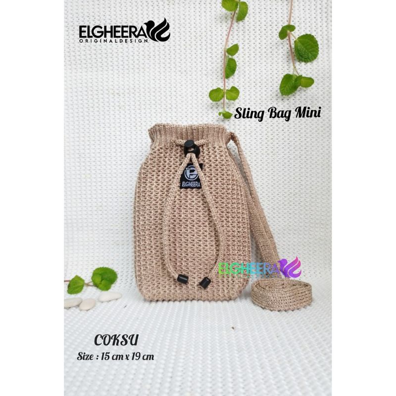 Tas Rajut Serut Mini Polos /Sling bag mini / Tas Hp/ Bahan Taslan