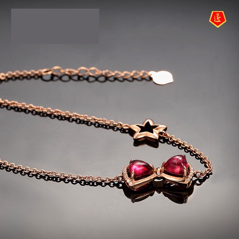 [Ready Stock]Simple 18K Ruby Bow Star Bracelet