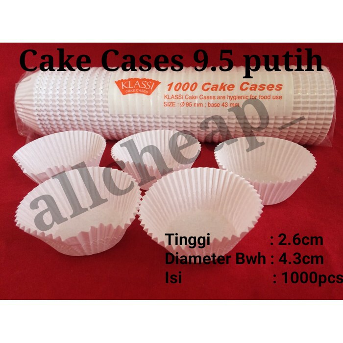 1000pcs CUP CAKE CASES CETAKAN KUE KERING POLOS PAPER KLASSI 9.5 PUTIH