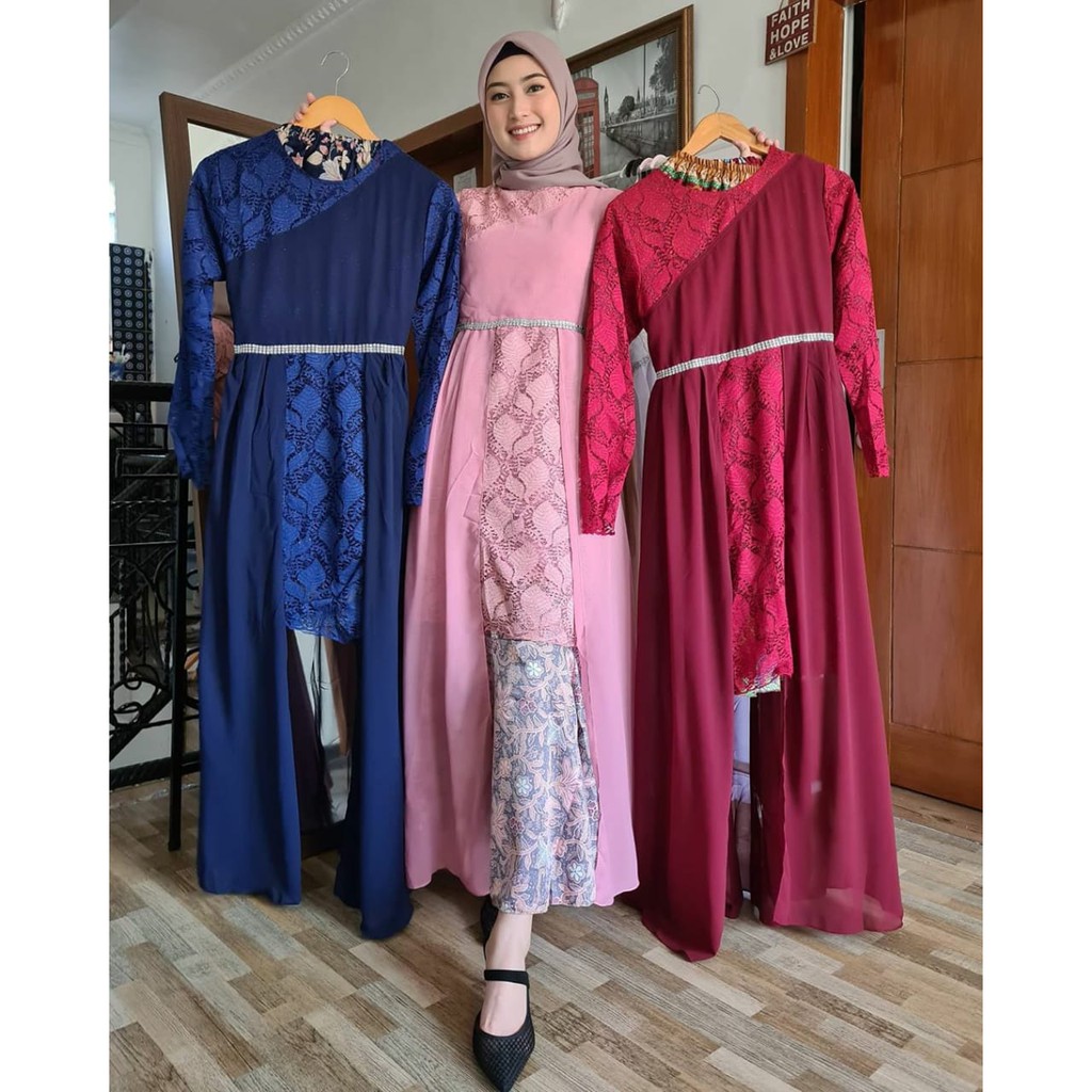 PB&gt; SET KEBAYA ALENA CERUTI - KEBAYA BRUKAT MODERN - KEBAYA BRUKAT KOMBINASI CERUTI IMPORT