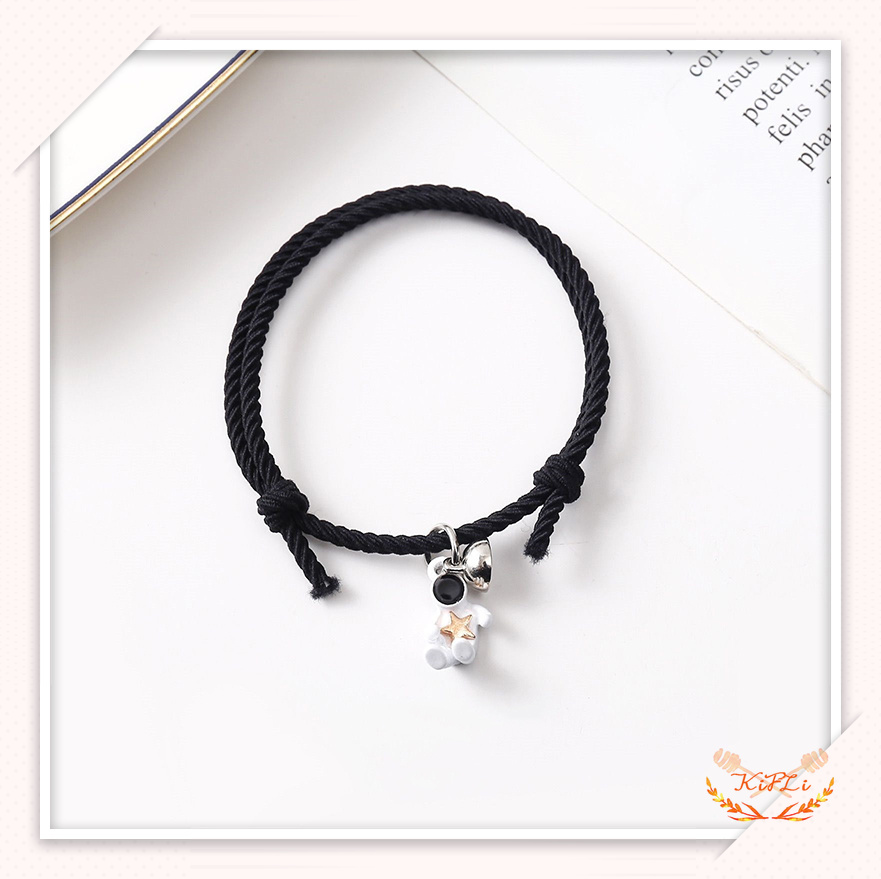 2 Pcs Gelang Magnet,1 Pasang Gelang Couple Magnet,Gelang Tali Couple Magnet Attract Persahabatan Tangan Wanita Bracelets Hitam