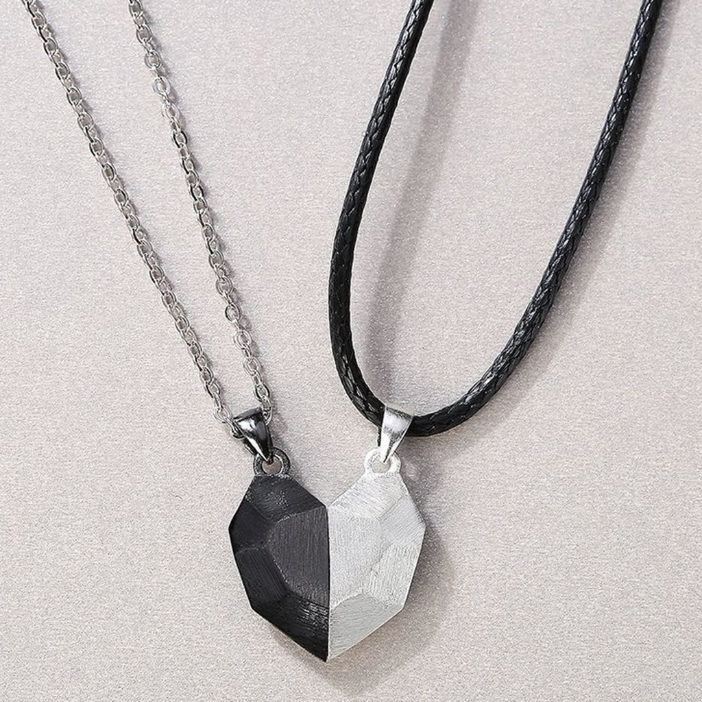 Hu Hu Hu Hu Hu Alat Bantu Pasang Kacamata♡ 2pcs Kalung Rantai Liontin Hati Motif Huruf Untuk Pasanganpriawanita