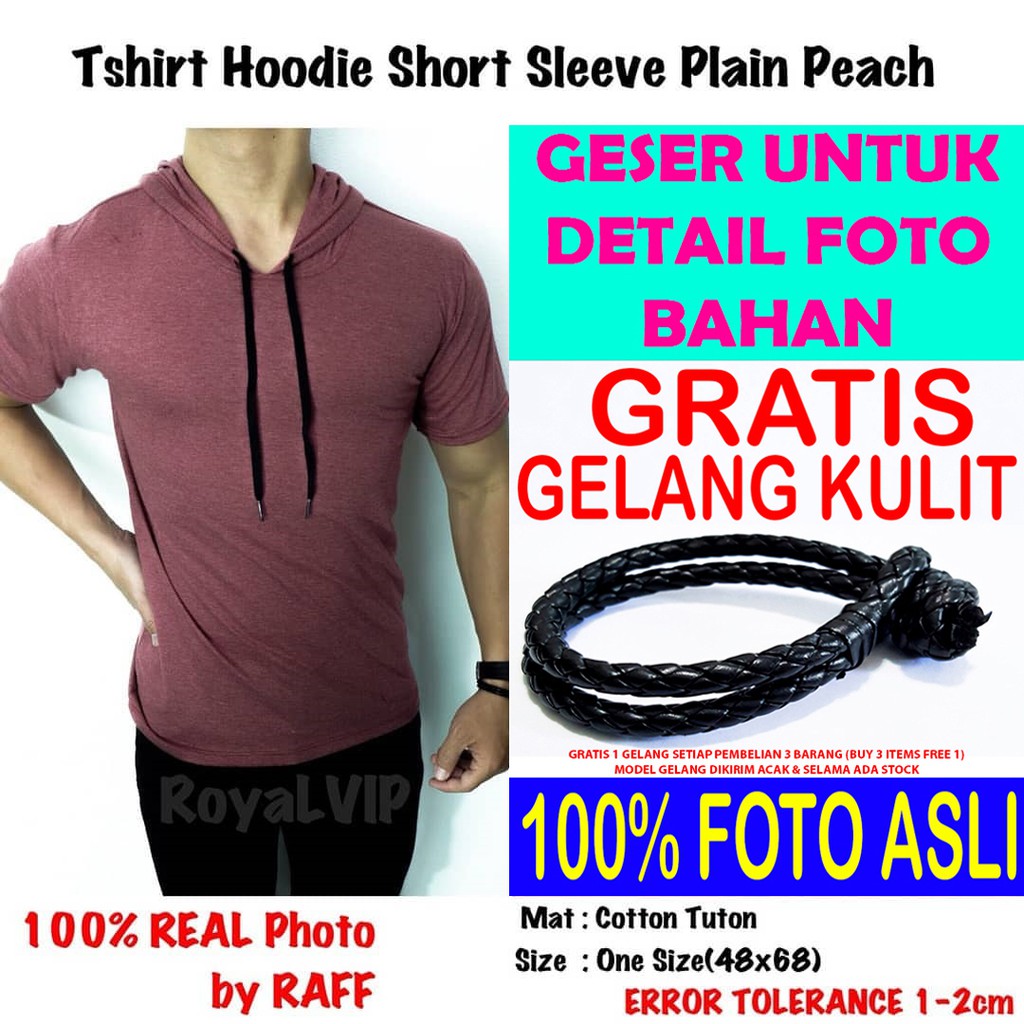 Kaos Pendek Hoodie Polos Tipis Adem ROYALVIP PRIA COWOK BAGUS MURAH PREMIUM IMPORT PROMO GRATIS
