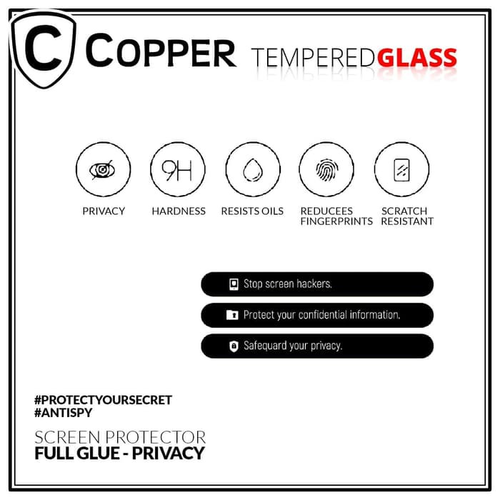 Samsung A20s - COPPER Tempered Glass Privacy/Anti Spy (Full Glue)