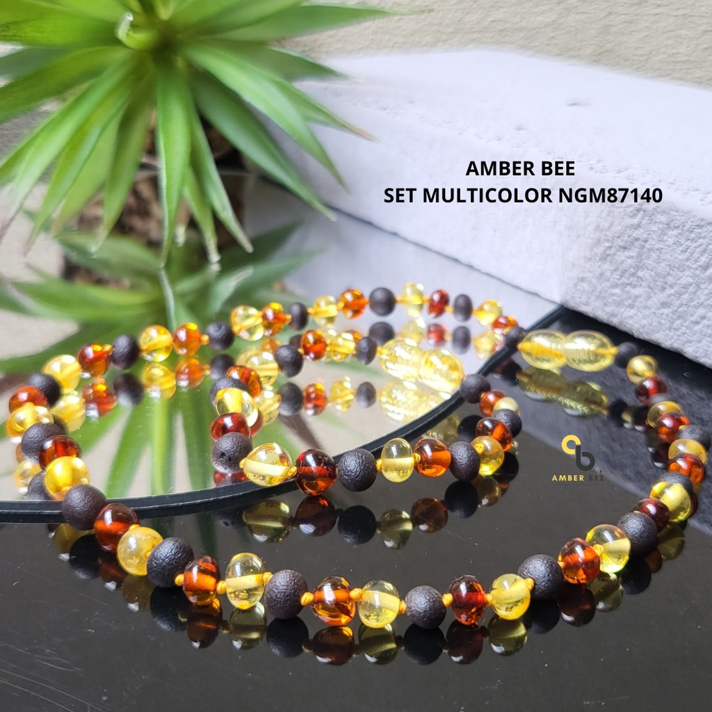 Set Kalung Gelang Amber ORI Baltic Anak Premium Glossy Multicolor SNGM87140 By Amber Bee