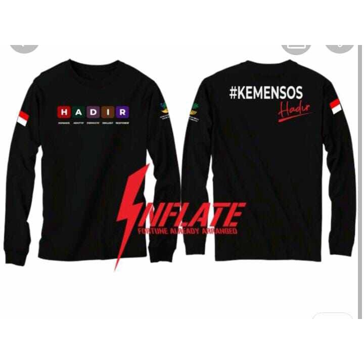Baju Kaos T-Shirt KEMENSOS HADIR lengan panjang