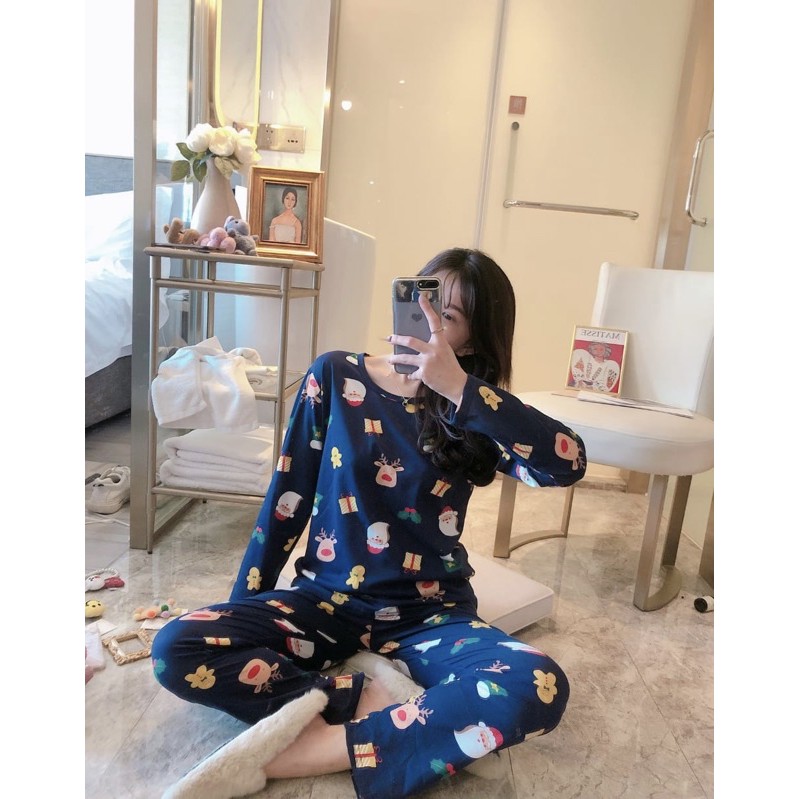 Setelan Lengan Panjang Piyama Baju Tidur Wanita Kartun Karakter Pajamas Dewasa-5