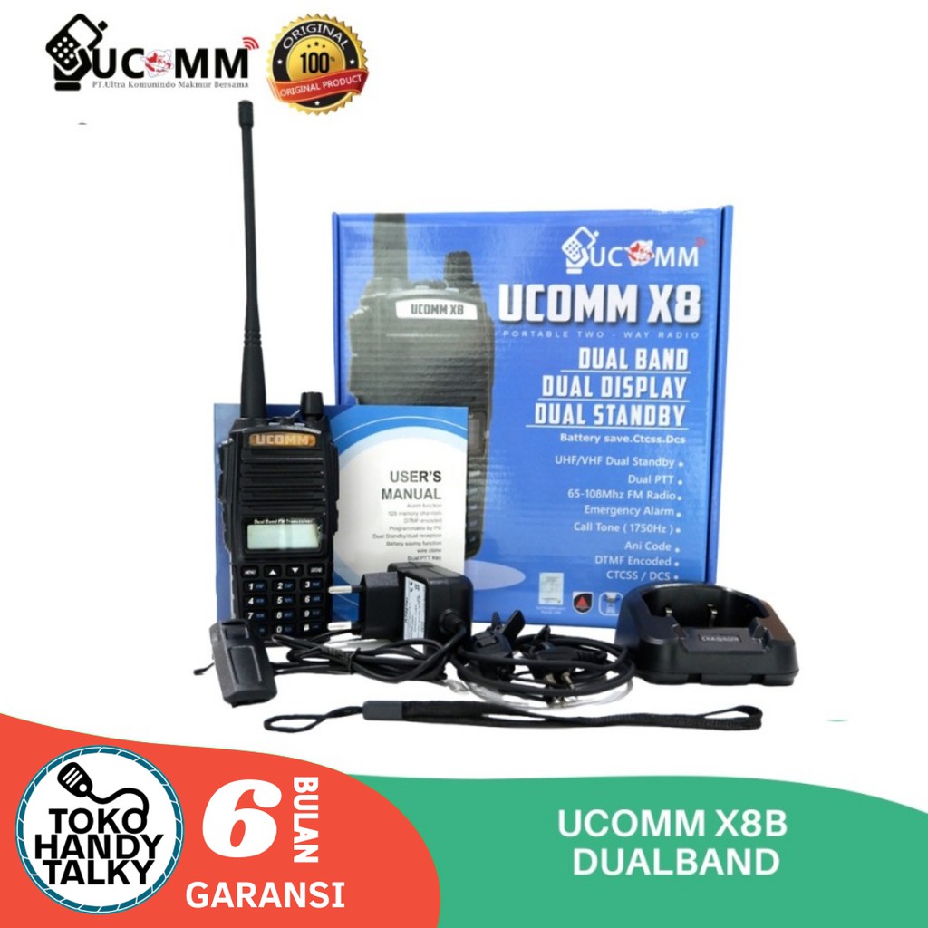 HANDY TALKY UCOMM X8-B X8B DUAL BAND NEW GARANSI RESMI POSTEL