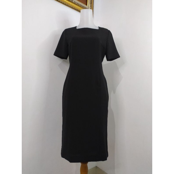 (BISA COD) Dress Vintage, Dress Bunga, Dress Tartan, Longdress, Dressmidi-Hitam5