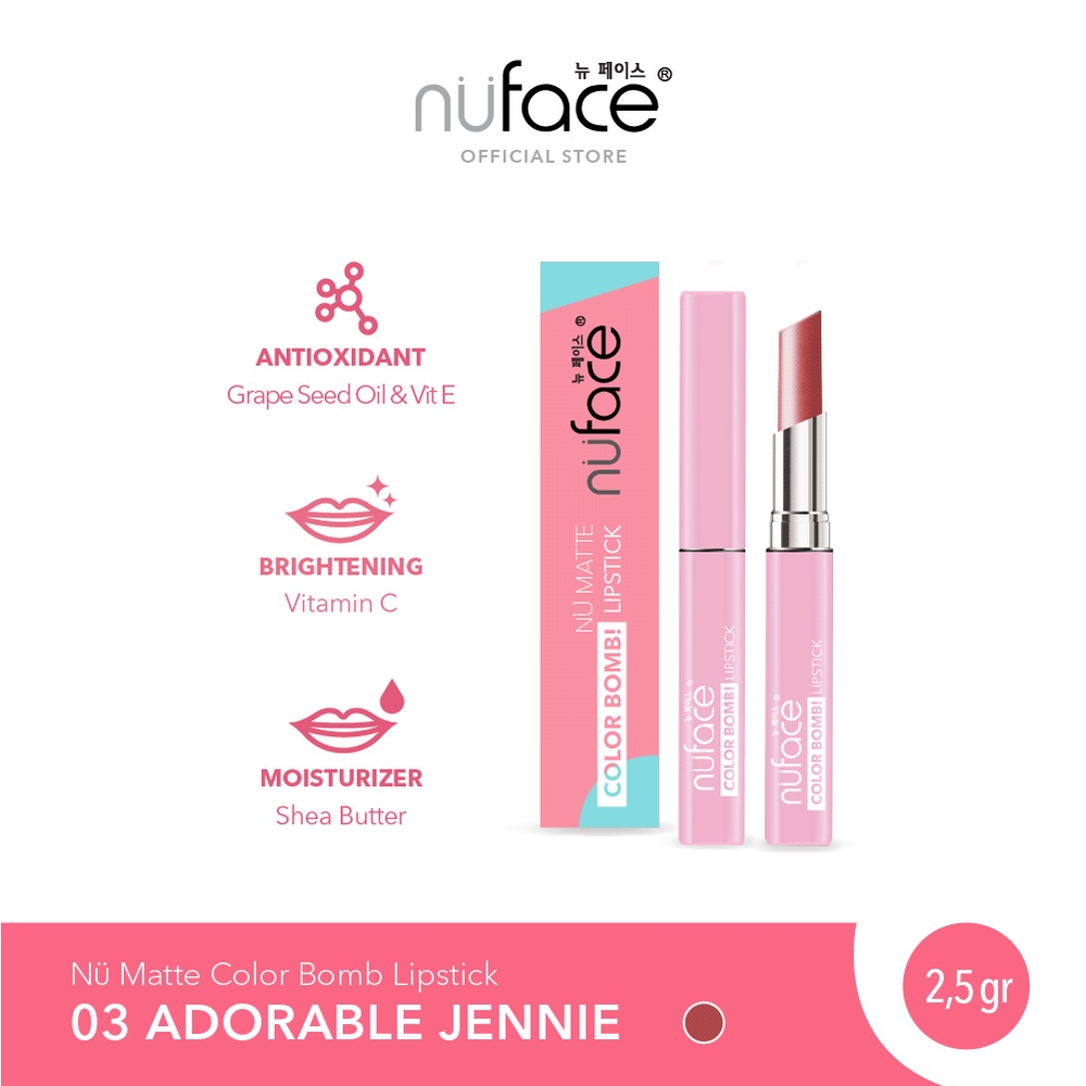 Nuface Nu Matte Color Bomb Lipstick Lipstik Kosmetik Bibir Wanita