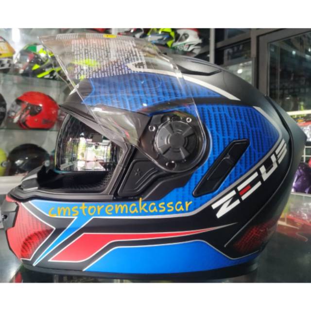 Helm Zeus 813 Motif Full Face Double Visor Kacamata Dalam SNI DOT