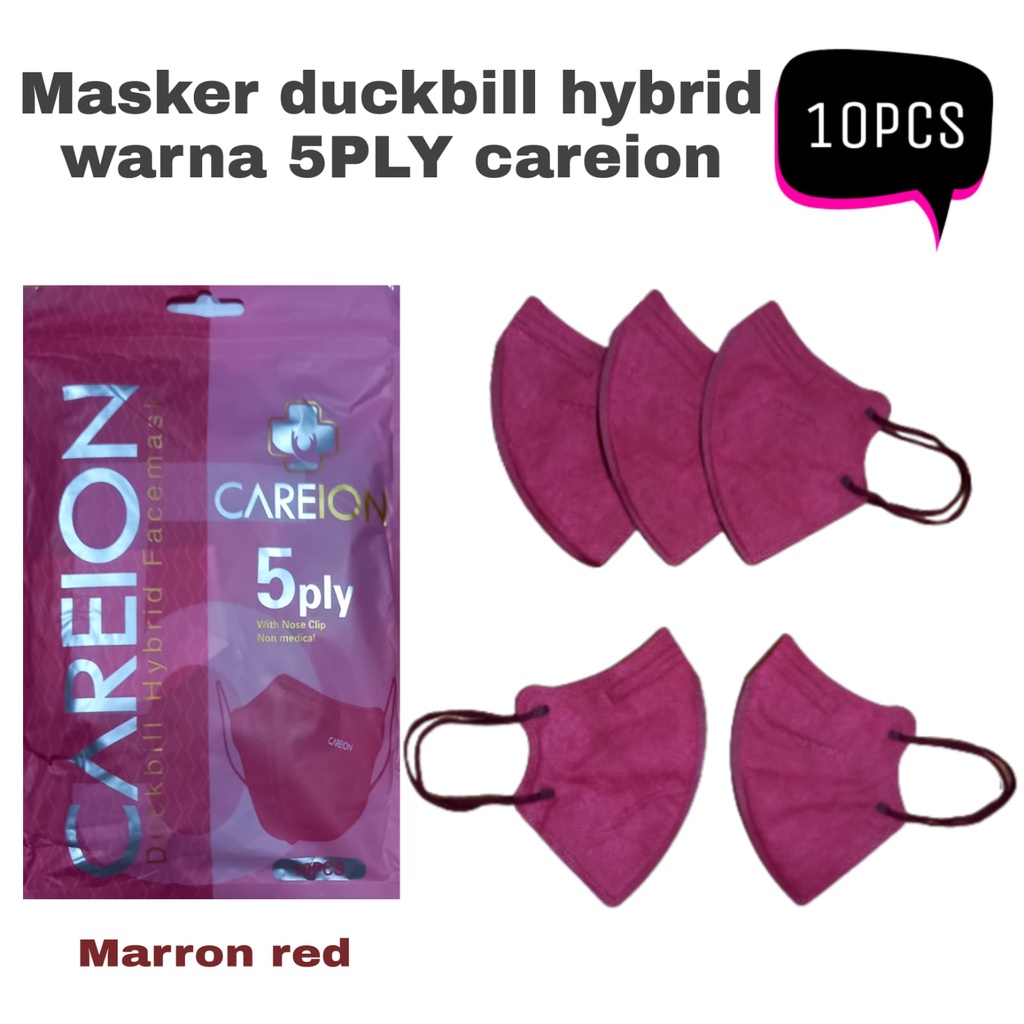 MASKER DUCKBILL HYBRID CAREION 5PLY WARNA WARNI ISI 10PC MASKER DUCK BILL HYBRID KAWAT EARLOOP CAREION - DUCKBILL HYBRID 10PC