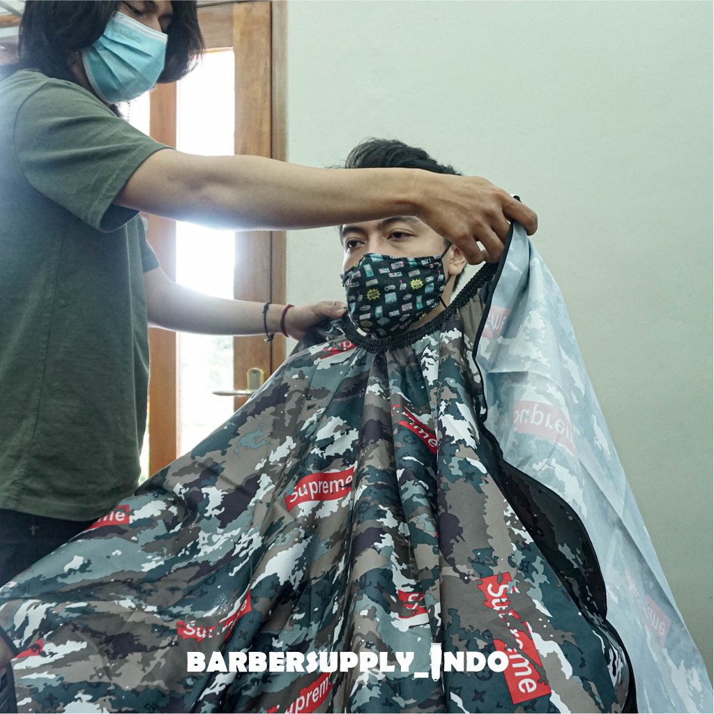 CAPE / KEP / KAIN KIP / SARUNG CUKUR BARBER SALON MOTIF SUPREME ARMY