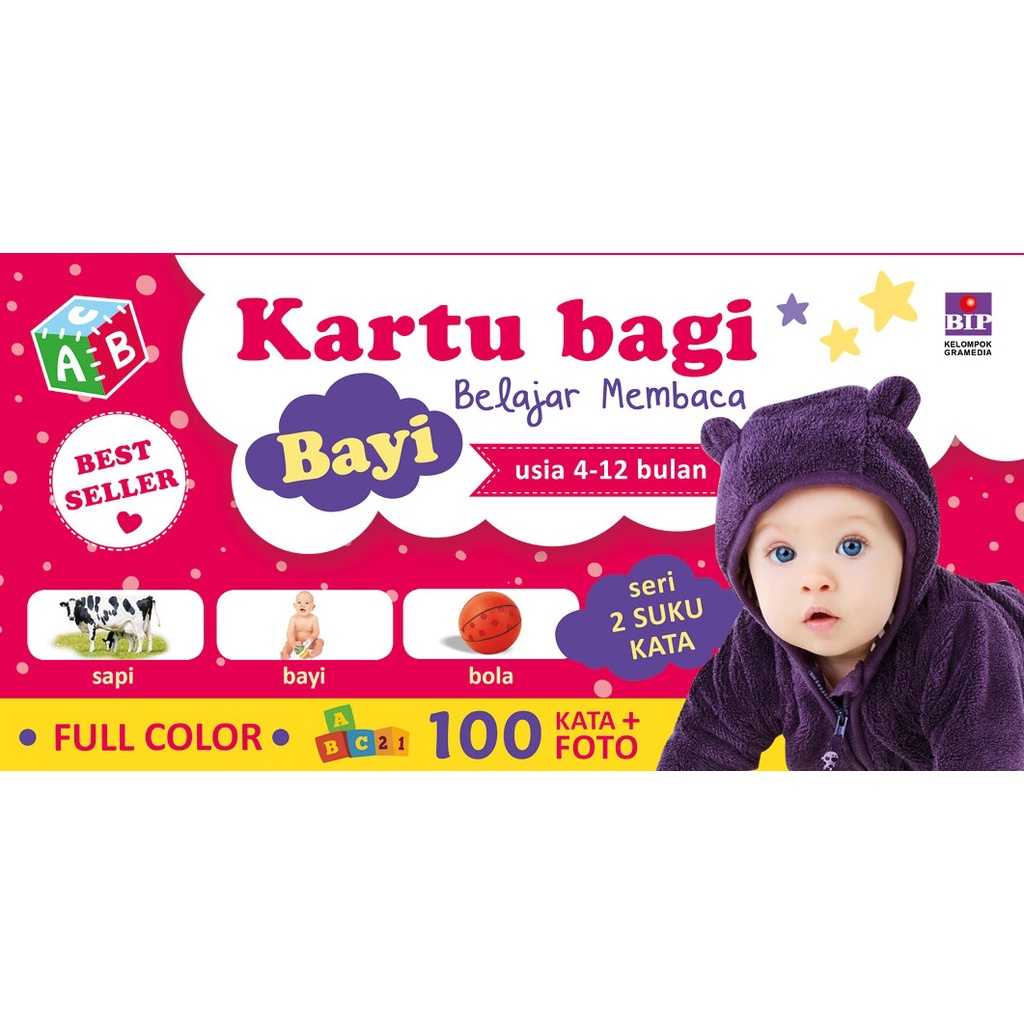 Kartu Bayi Belajar Membaca Usia 4-12 Bulan