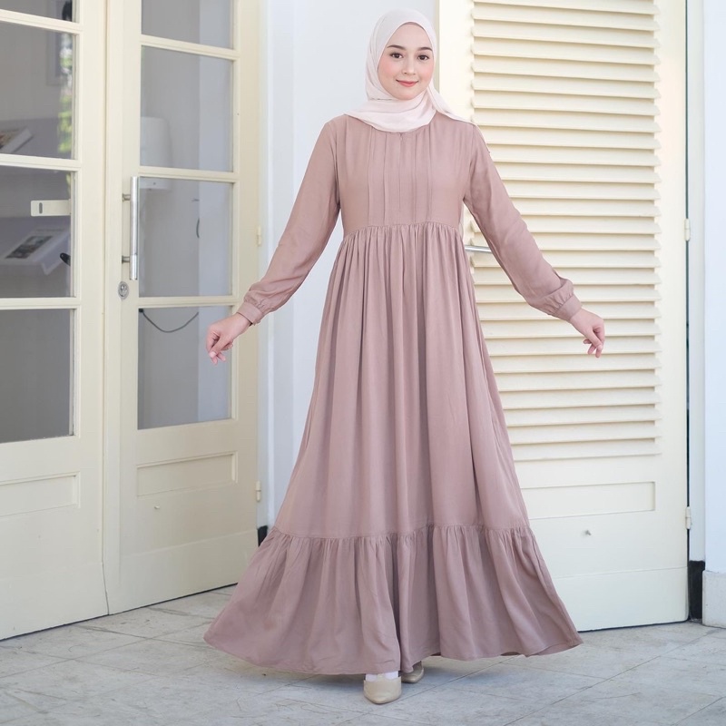 Restock !! Yasmin Dress (Resleting depan)/ Gamis Rayon twill