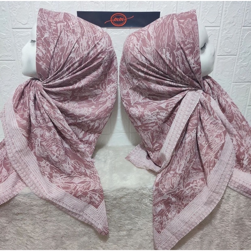 BISA COD Hijab segiempat Voal Motif pegunungan series