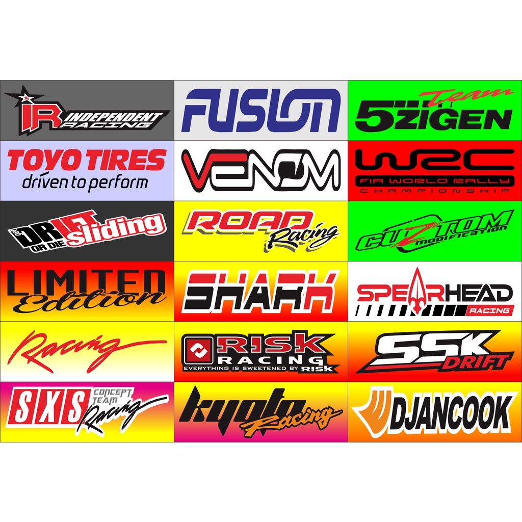 STIKER PACK RACING ISI banyak Stiker Racing Stiker Motor Sticker Motor balap STIKER NAMA termurah St