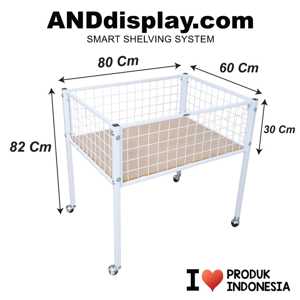 RAK OBRAL WIREMESH 60X80CM PUTIH BOX WAGON KERANJANG SERBAGUNA MURAH