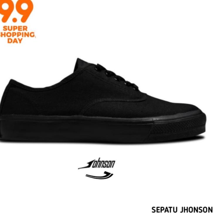 RECOMENDED JOHNSON ASTRO LOW CUT FULL BLACK ORIGINAL100% - Jhonson - jonson / Sepatu Sekolah