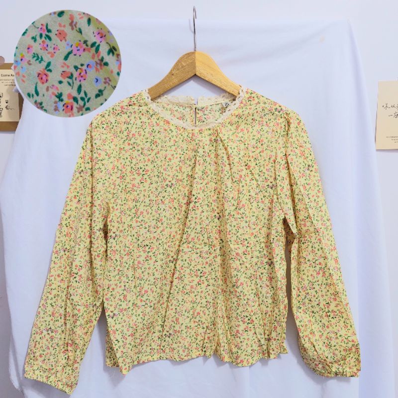 【BISA COD】Chiffon Lace Floral Blouse wanita Lengan Panjang summer atasan blus import cewek-Motif 48