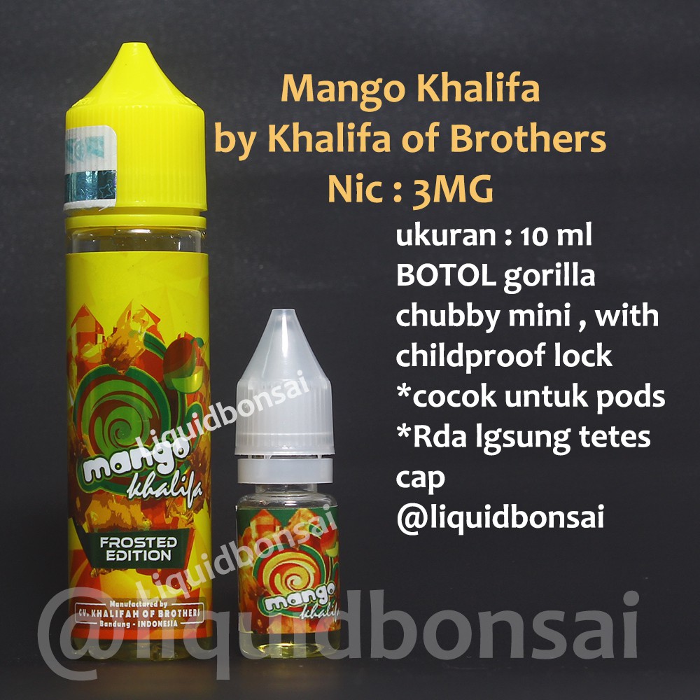 Liquid Mango Khalifa Cukai Nic 3mg Ecer Kecil 10 Ml Liquid Bonsai