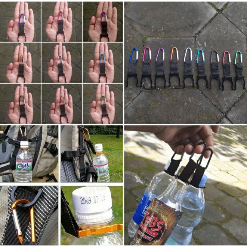 Pengait Botol Minum Carabiner Holder Mineral Bottle Buckle Keychain