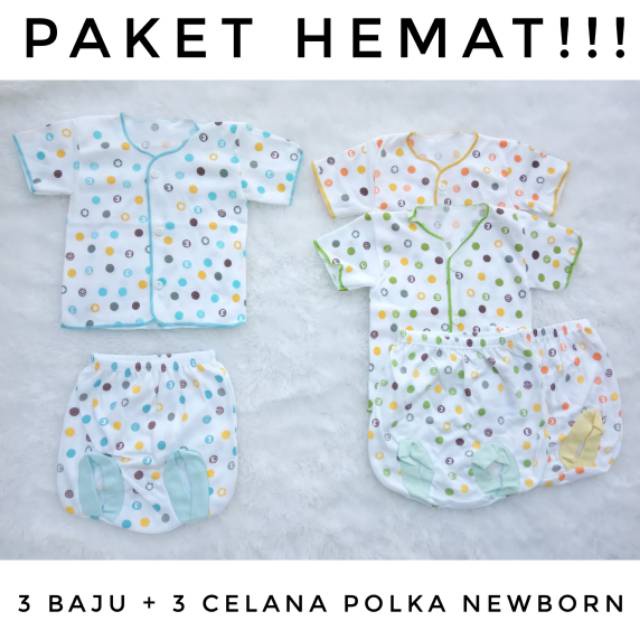 PAKET HEMAT!!! 3 Stel Baju Bayi Lengan Pendek  Newborn YKS