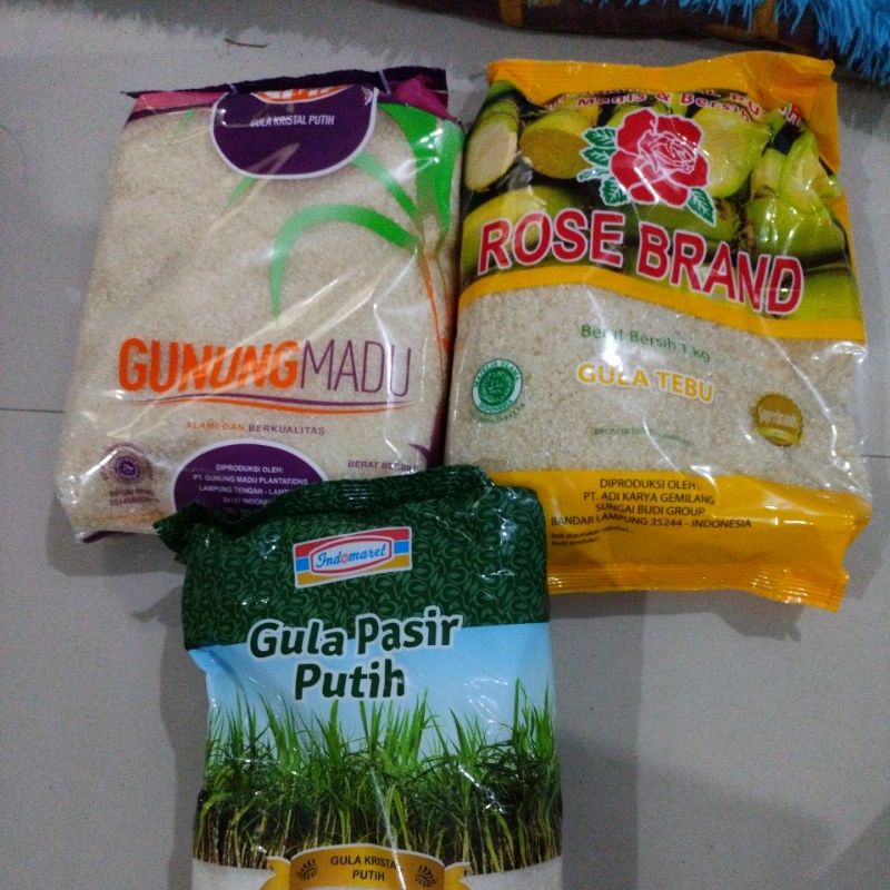 

gula pasir 1 kg .. merk PSM, rosebrand, gmp,