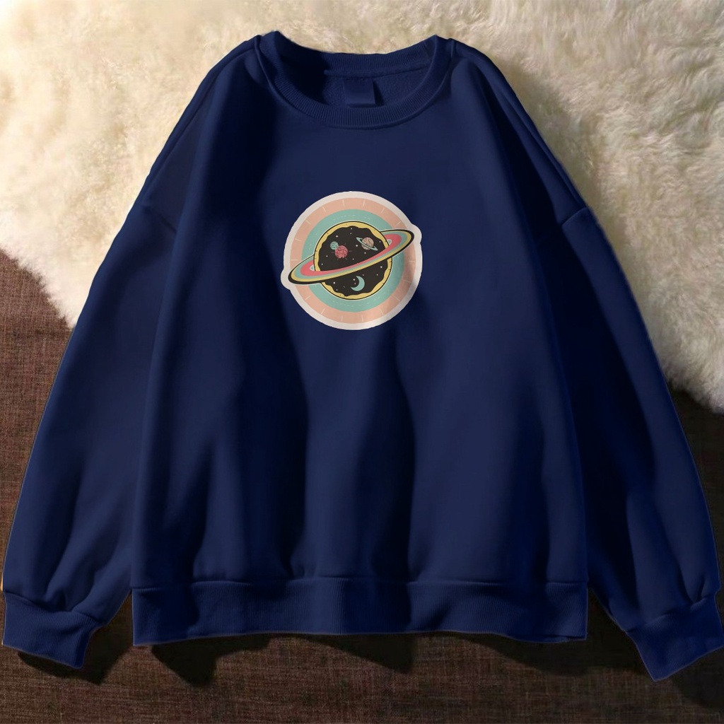 UNIVERSE ON CIRCLE SWEATER UNISEX CREWNECK TEBAL / SWEATER UNISEX