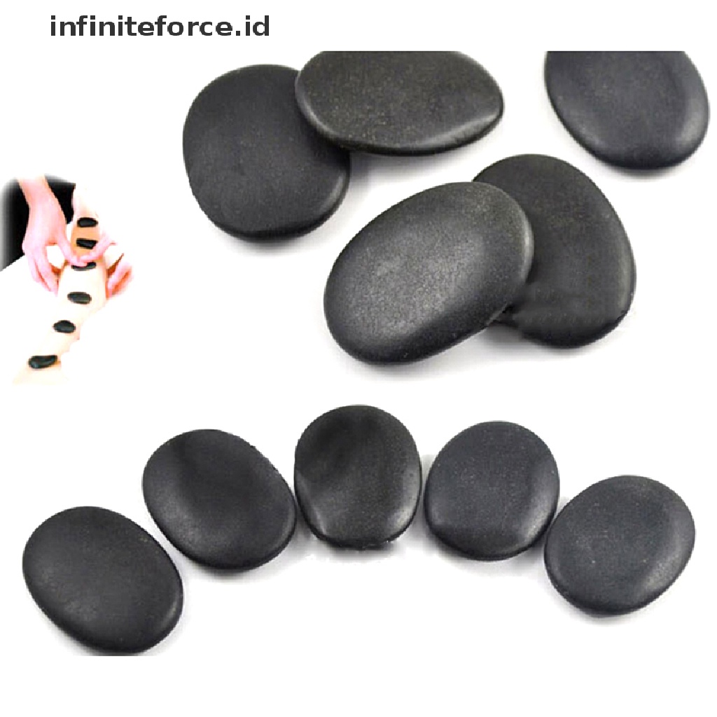 (Infiniteforce.Id) 7pcs / Set Batu Basalt Hitam Ukuran 3x4cm Untuk Pijat