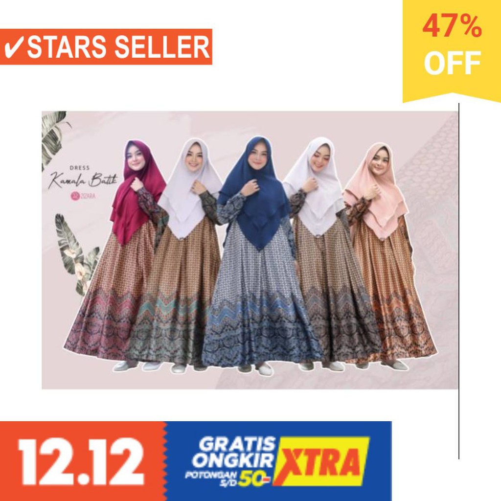 BAJU LEBARAN PAKAIAN MUSLIMAH SYARI BERGO BALOTELI / Gamis Kamala Batik Dress by Zizara